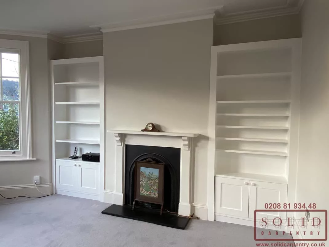 Empty White Bookcases